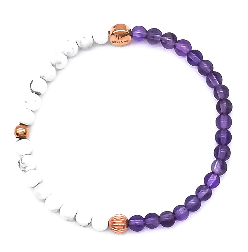 Makramee-ArmbandArmband Flieder - Amethyst - Howlith - 18K RosegoldBelianoBeliano