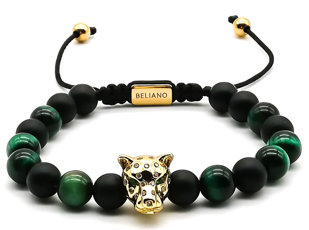 Makramee-ArmbandArmband Gold Leopard - Onyx - Grüner TigeraugeBelianoBeliano