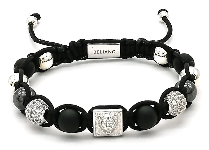 Makramee-ArmbandArmband Löwe - 925 Silber - Hämatit - DiamondsBelianoBeliano