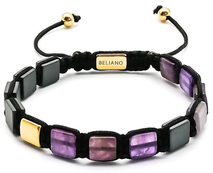 flatFLatbeads Bracelet - Amethyst - Hämatit - GoldBelianoBeliano