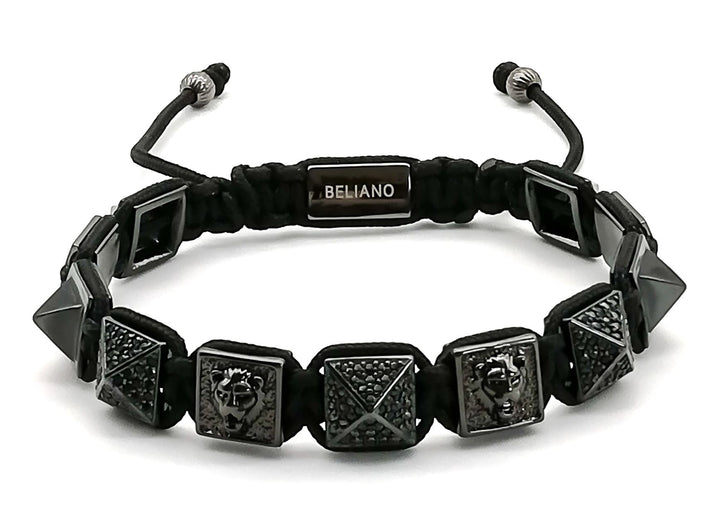 Makramee-ArmbandFlatbeads Bracelet Black Lion - Pyramid - CZ DiamondsBelianoBeliano