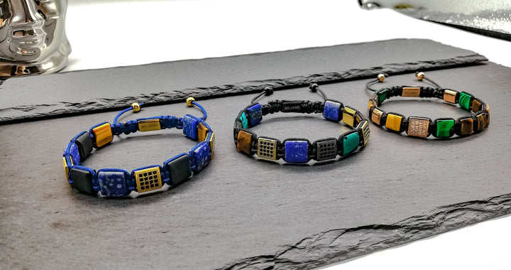 flatFlatbeads Bracelet - Lapislazuli - Achat - Tigerauge - DiamondsBelianoBeliano