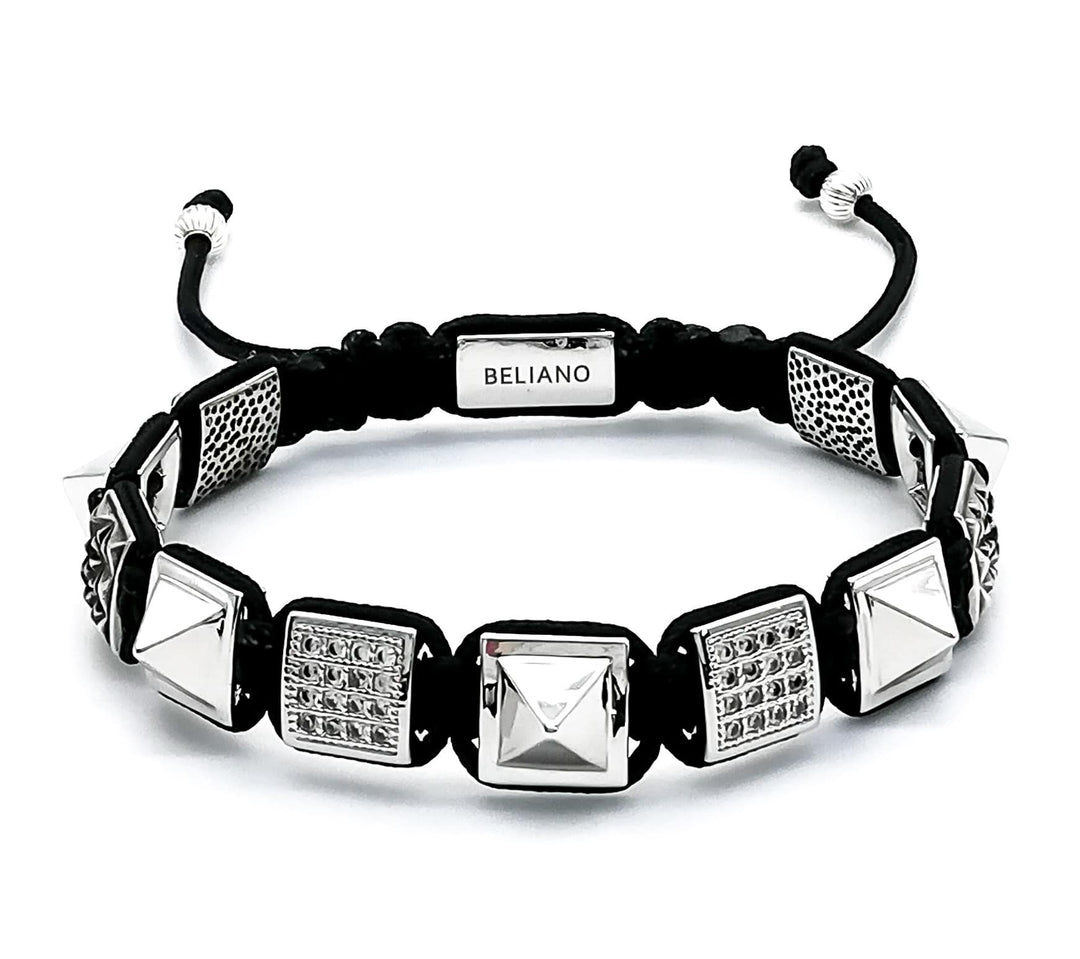 Makramee-ArmbandFlatbeads Bracelet Signature - Silver Pyramid - CZ DiamondsBelianoBeliano