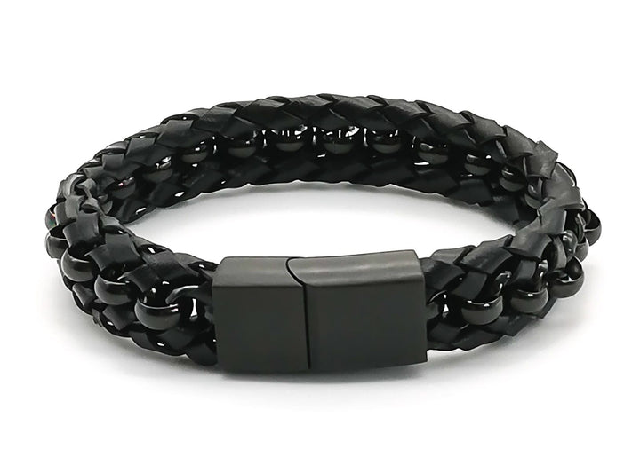 Makramee-ArmbandLederarmband - Schwarz - MetallBelianoBeliano