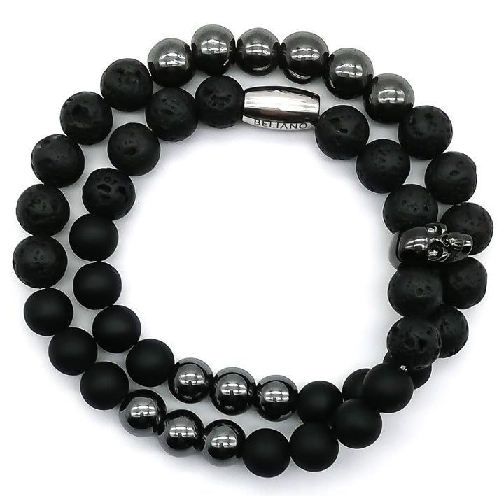 Makramee-ArmbandTotenkopfarmband Rock - Lava - Onyx - HämatitBelianoBeliano