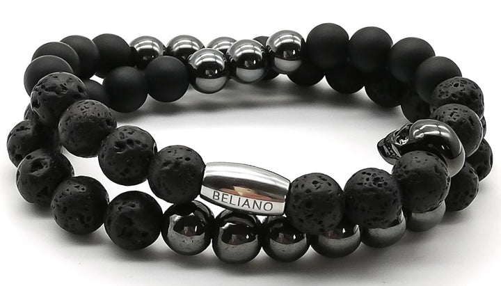 Makramee-ArmbandTotenkopfarmband Rock - Lava - Onyx - HämatitBelianoBeliano